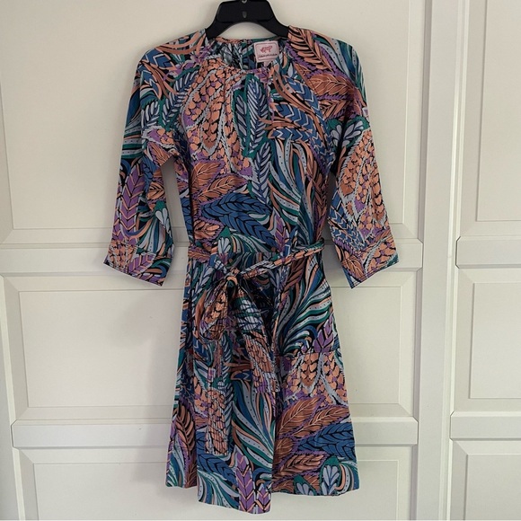 New! Banjanan Irene Multicolor Floral Print Belted Waist Mini Dress 27011 - Picture 2 of 12